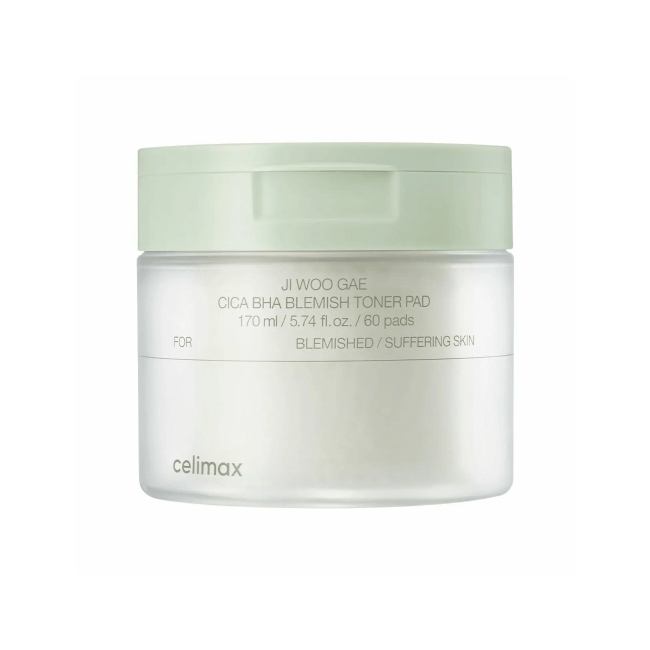 Ji Woo Gae Cica Bha Blemish Toner Pad 60Pads (170ml / 5.74fl.oz / 60pads)